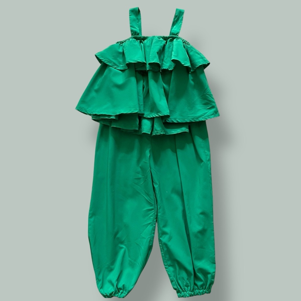 Green Ruffled Top and Pants Set - Picture 2 of 2
